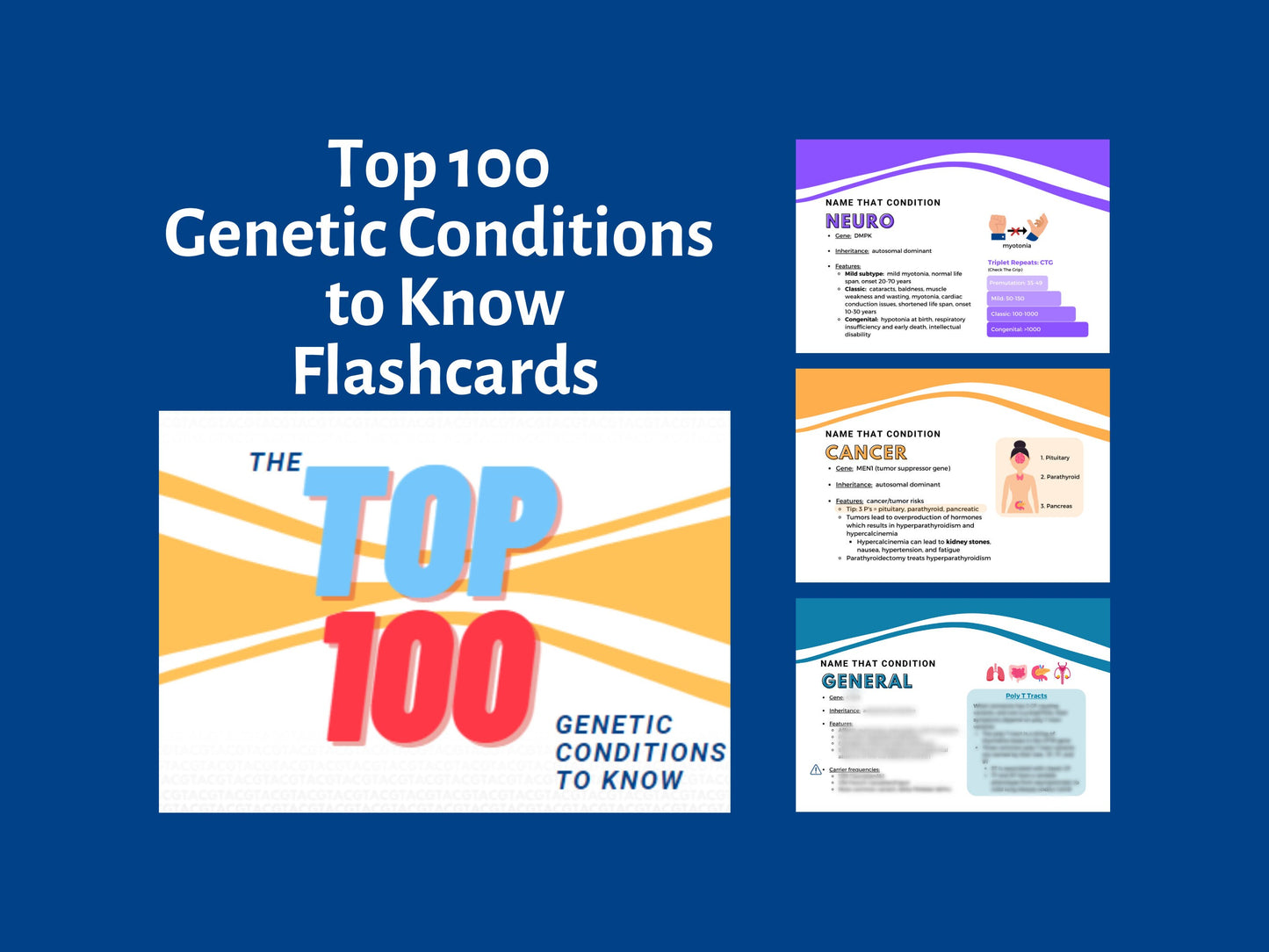 100 Flashcards: Top 100 Genetic Conditions to Know
